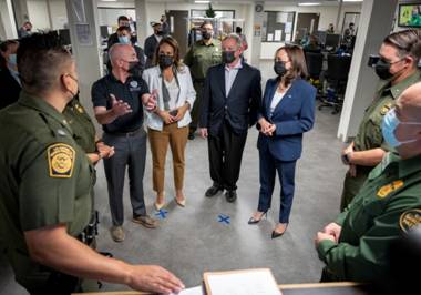Vice Harris and Secretary
                                      Mayorkas receive an operational
                                      briefing